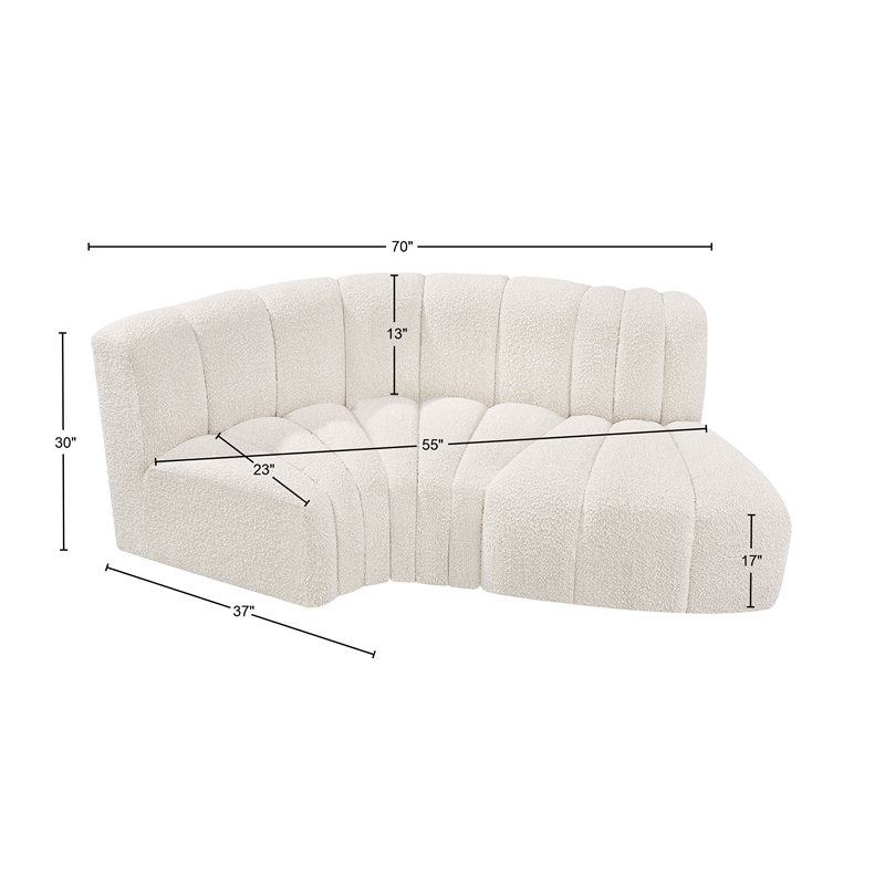Bowery Hill Contemporary Cream Boucle Fabric Modular Sectional