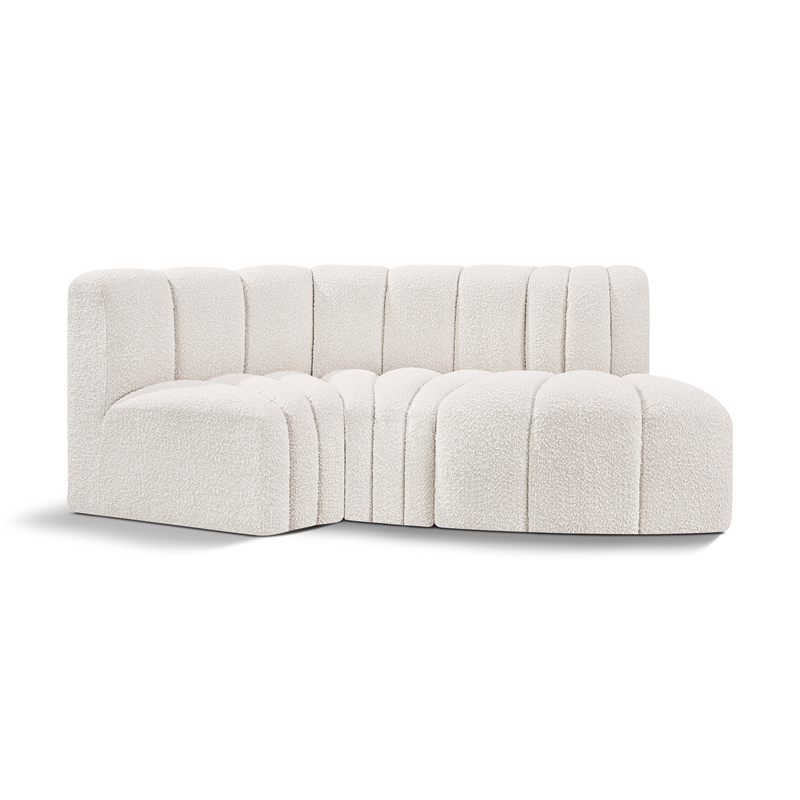 Bowery Hill Contemporary Cream Boucle Fabric Modular Sectional