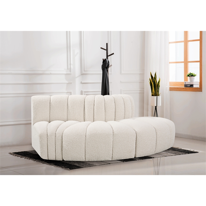 Bowery Hill Contemporary Cream Boucle Fabric Modular Sectional