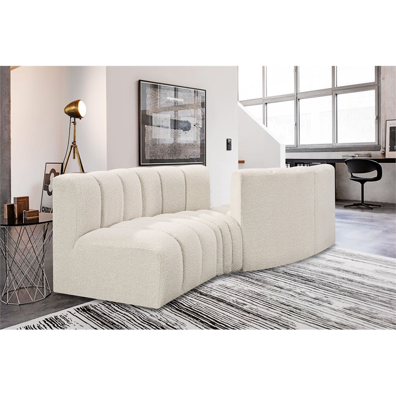 Bowery Hill Contemporary Cream Boucle Fabric Modular Sectional