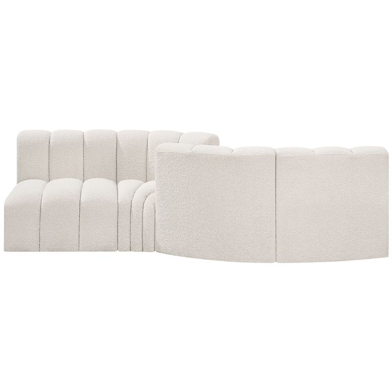 Bowery Hill Contemporary Cream Boucle Fabric Modular Sectional