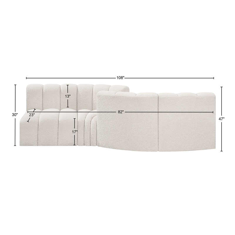Bowery Hill Contemporary Cream Boucle Fabric Modular Sectional