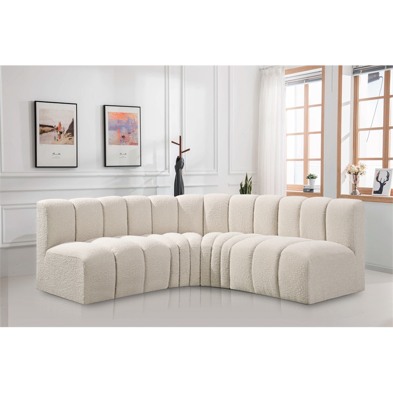 Bowery Hill Contemporary Cream Boucle Fabric Modular Sectional