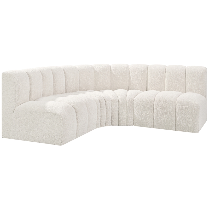 Bowery Hill Contemporary Cream Boucle Fabric Modular Sectional