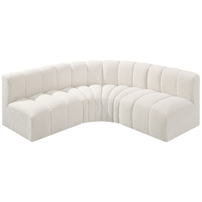 Bowery Hill Contemporary Cream Boucle Fabric Modular Sectional