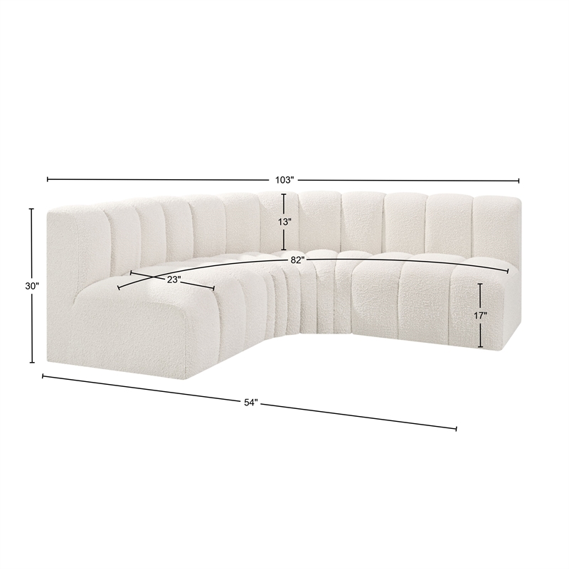 Bowery Hill Contemporary Cream Boucle Fabric Modular Sectional