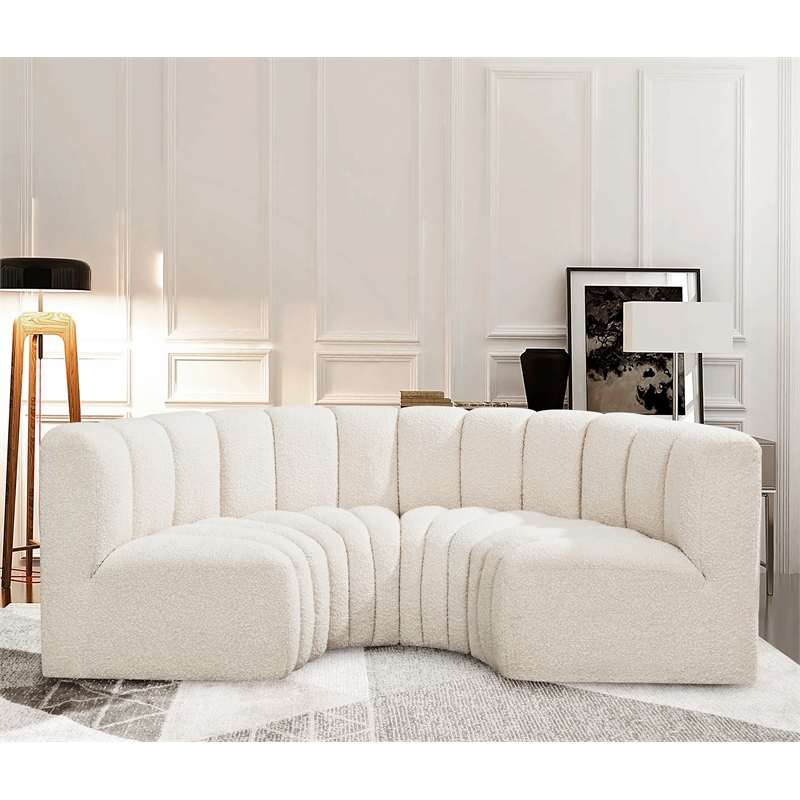 Bowery Hill Contemporary Cream Boucle Fabric Modular Sectional
