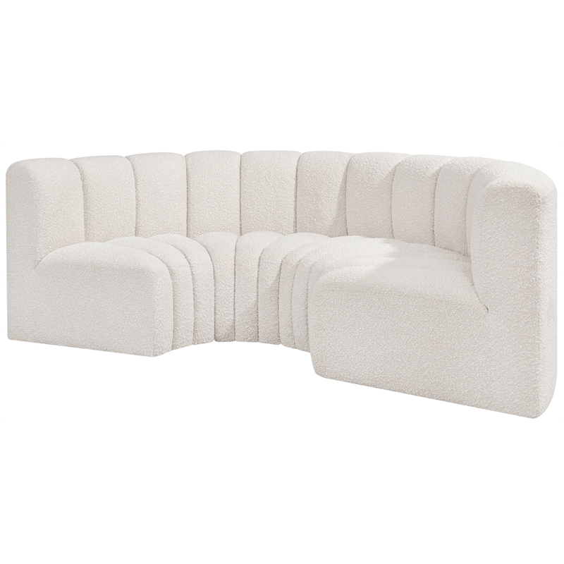 Bowery Hill Contemporary Cream Boucle Fabric Modular Sectional