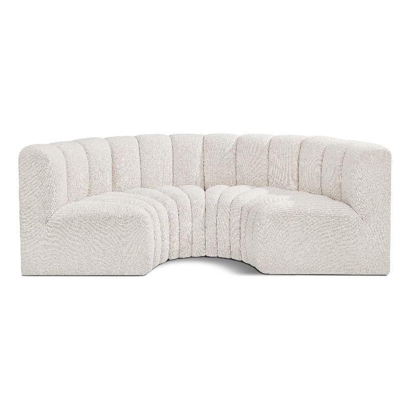 Bowery Hill Contemporary Cream Boucle Fabric Modular Sectional
