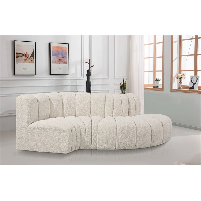 Bowery Hill Contemporary Cream Boucle Fabric Modular Sectional