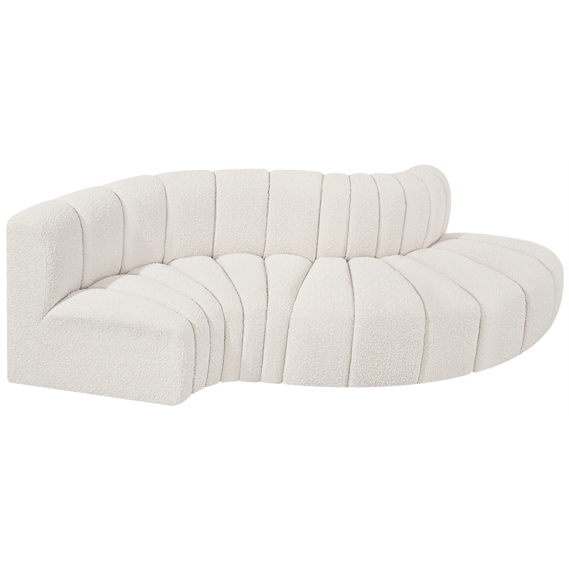 Bowery Hill Contemporary Cream Boucle Fabric Modular Sectional