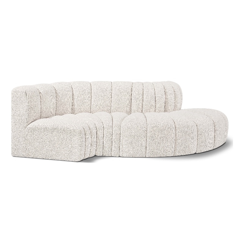 Bowery Hill Contemporary Cream Boucle Fabric Modular Sectional