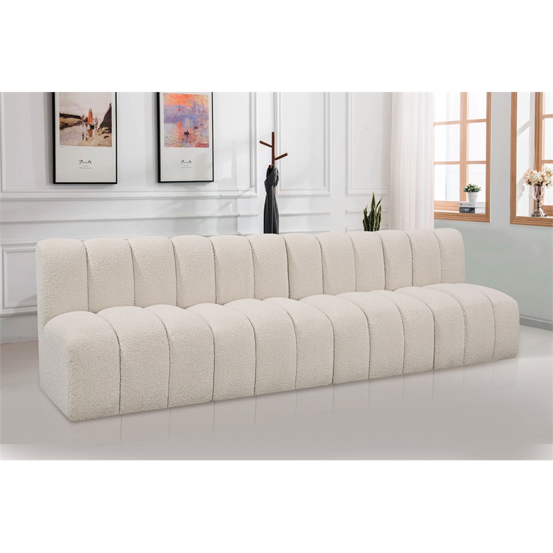 Bowery Hill Contemporary Cream Boucle Fabric Modular Sectional