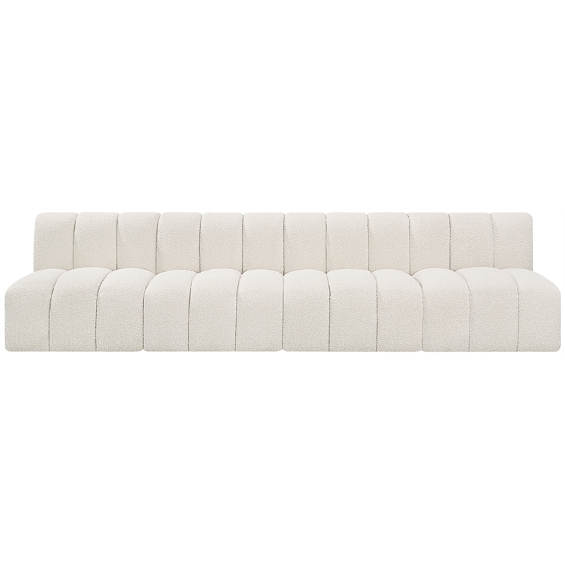 Bowery Hill Contemporary Cream Boucle Fabric Modular Sectional