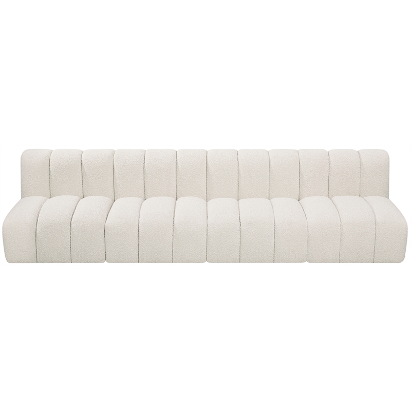 Bowery Hill Contemporary Cream Boucle Fabric Modular Sectional