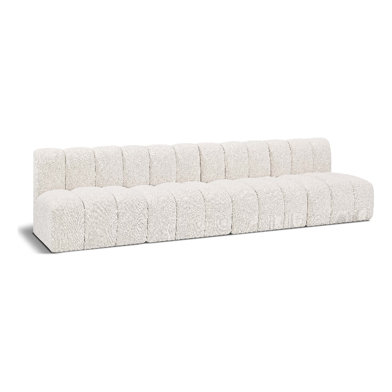 Bowery Hill Contemporary Cream Boucle Fabric Modular Sectional
