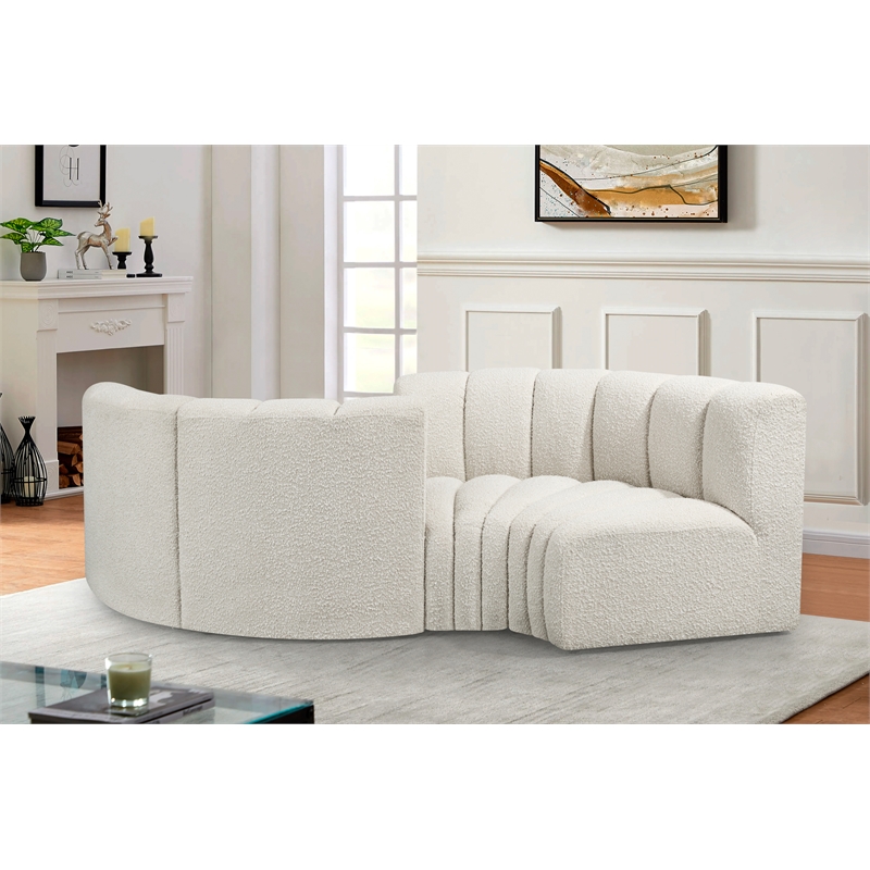 Bowery Hill Contemporary Cream Boucle Fabric Modular Sectional