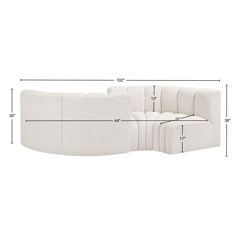 Bowery Hill Contemporary Cream Boucle Fabric Modular Sectional