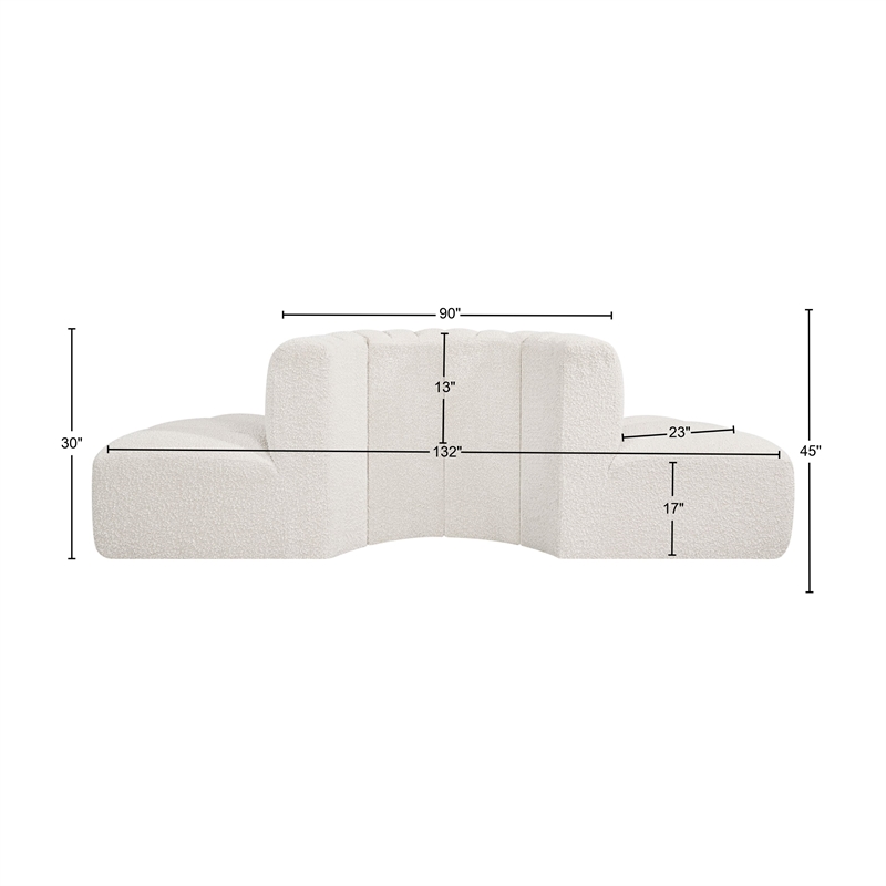 Bowery Hill Contemporary Cream Boucle Fabric Modular Sectional