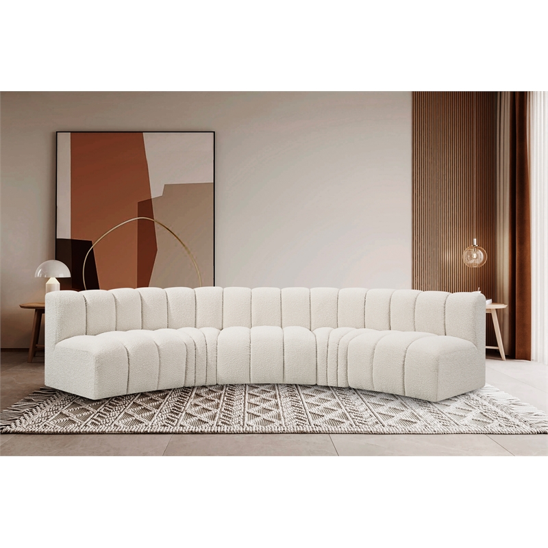 Bowery Hill Contemporary Cream Boucle Fabric Modular Sectional