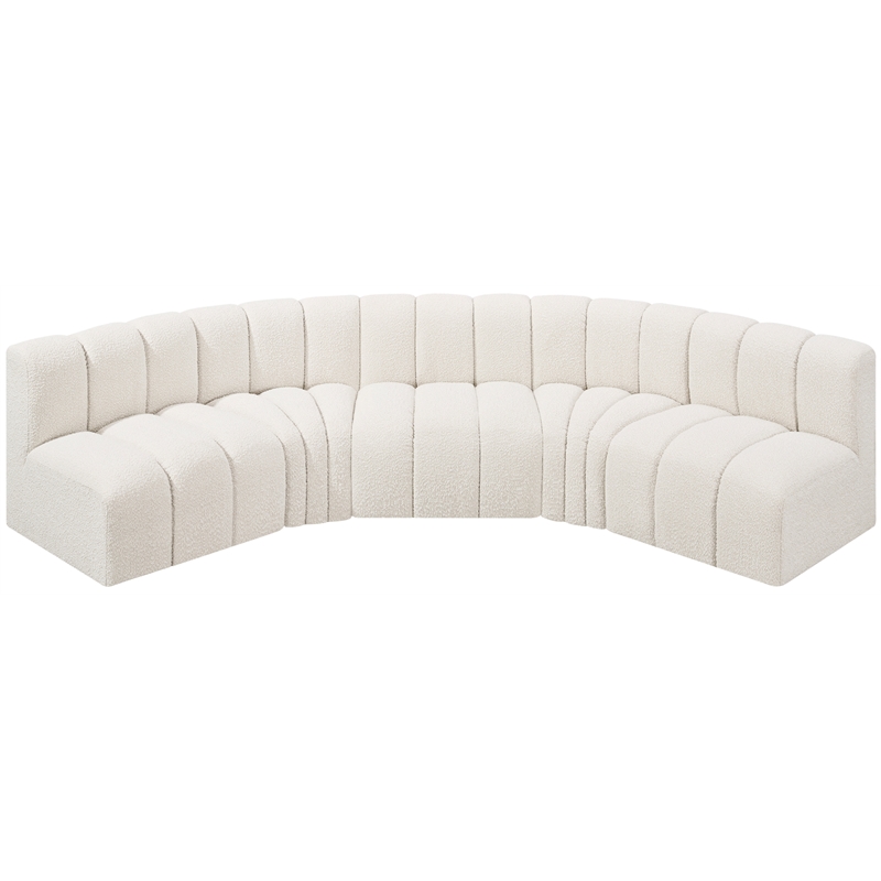 Bowery Hill Contemporary Cream Boucle Fabric Modular Sectional