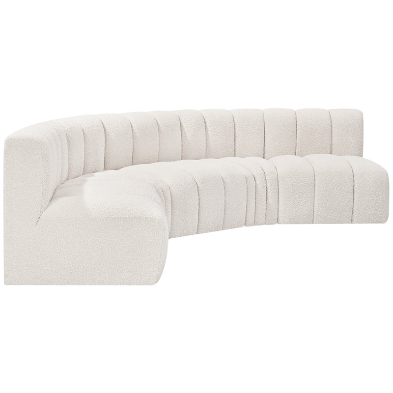 Bowery Hill Contemporary Cream Boucle Fabric Modular Sectional