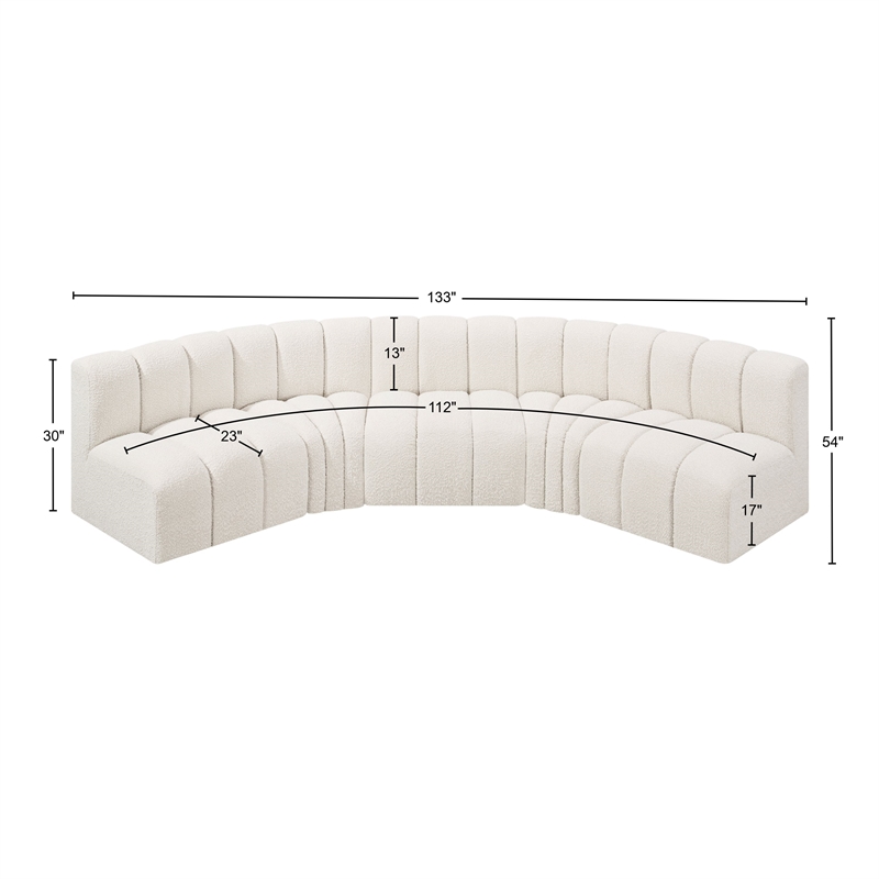 Bowery Hill Contemporary Cream Boucle Fabric Modular Sectional