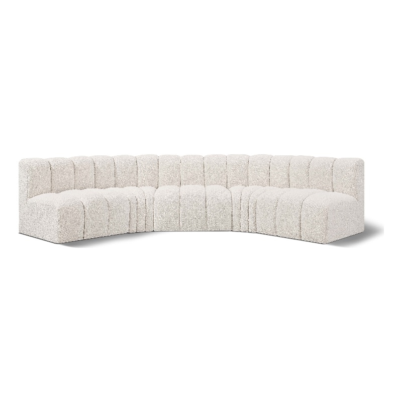 Bowery Hill Contemporary Cream Boucle Fabric Modular Sectional