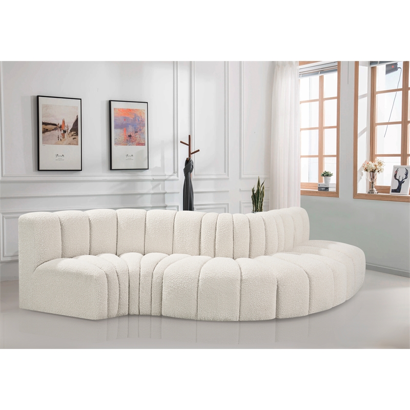 Bowery Hill Contemporary Cream Boucle Fabric Modular Sectional