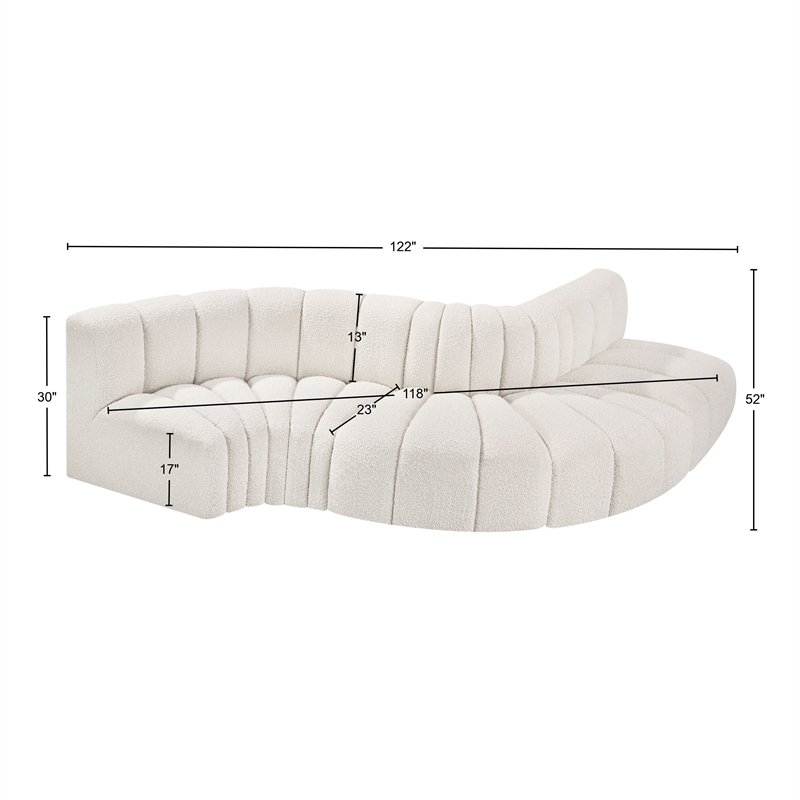 Bowery Hill Contemporary Cream Boucle Fabric Modular Sectional