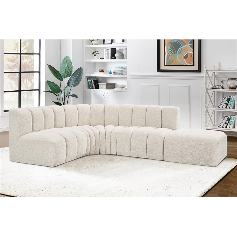 Bowery Hill Contemporary Cream Boucle Fabric Modular Sectional