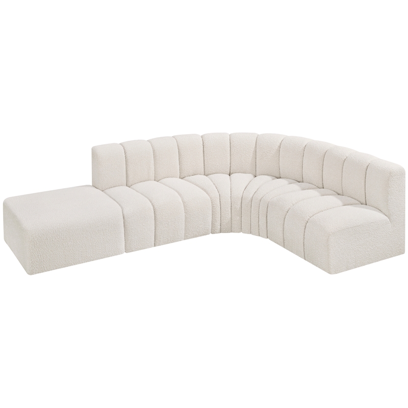Bowery Hill Contemporary Cream Boucle Fabric Modular Sectional