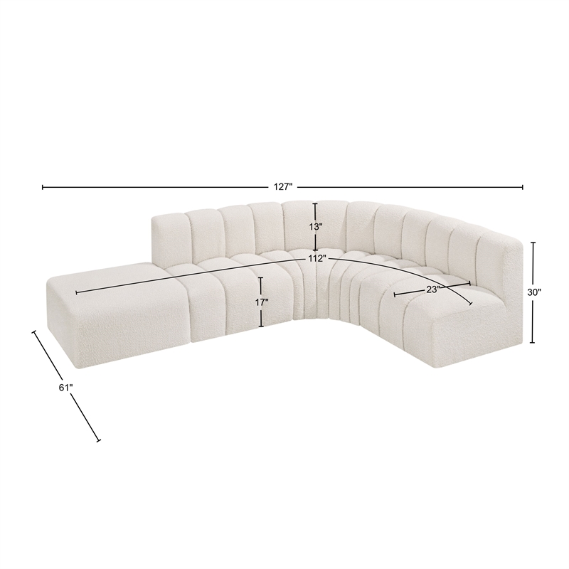 Bowery Hill Contemporary Cream Boucle Fabric Modular Sectional