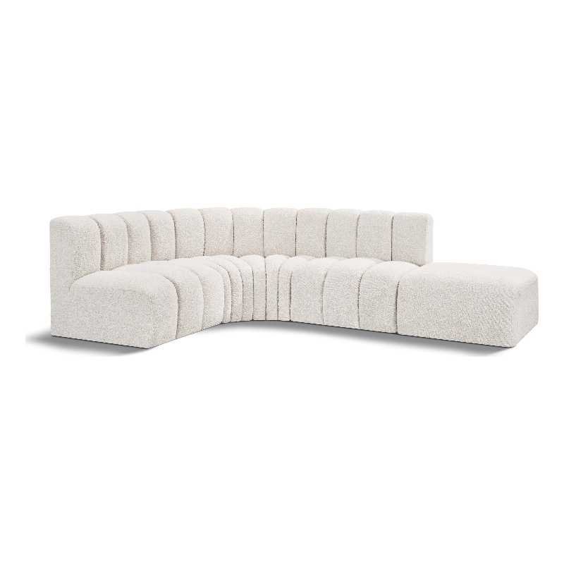Bowery Hill Contemporary Cream Boucle Fabric Modular Sectional