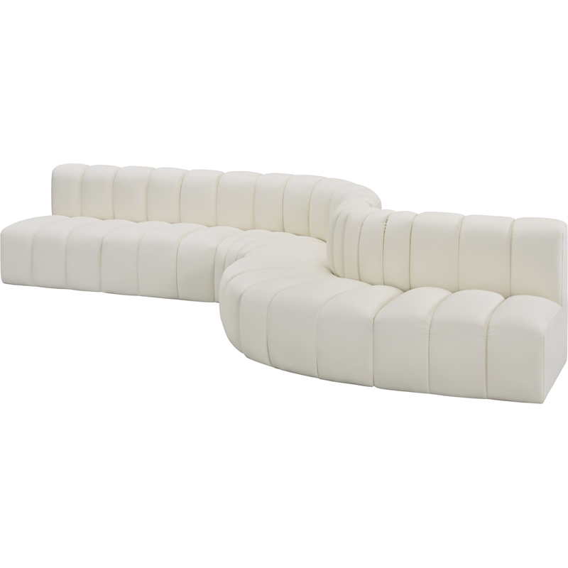 Bowery Hill Contemporary Cream Vegan Leather Modular Sectional