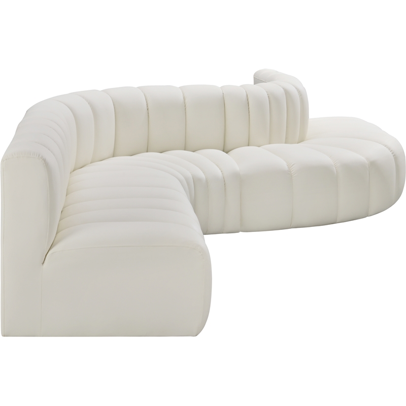 Bowery Hill Contemporary Cream Vegan Leather Modular Sectional
