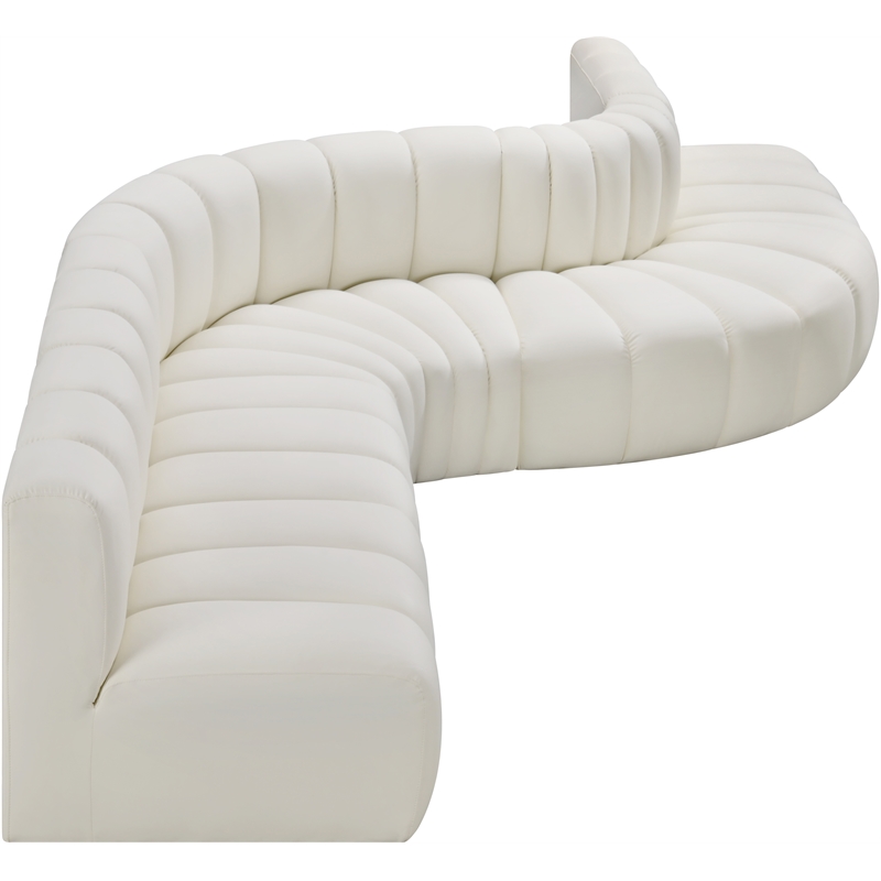 Bowery Hill Contemporary Cream Vegan Leather Modular Sectional