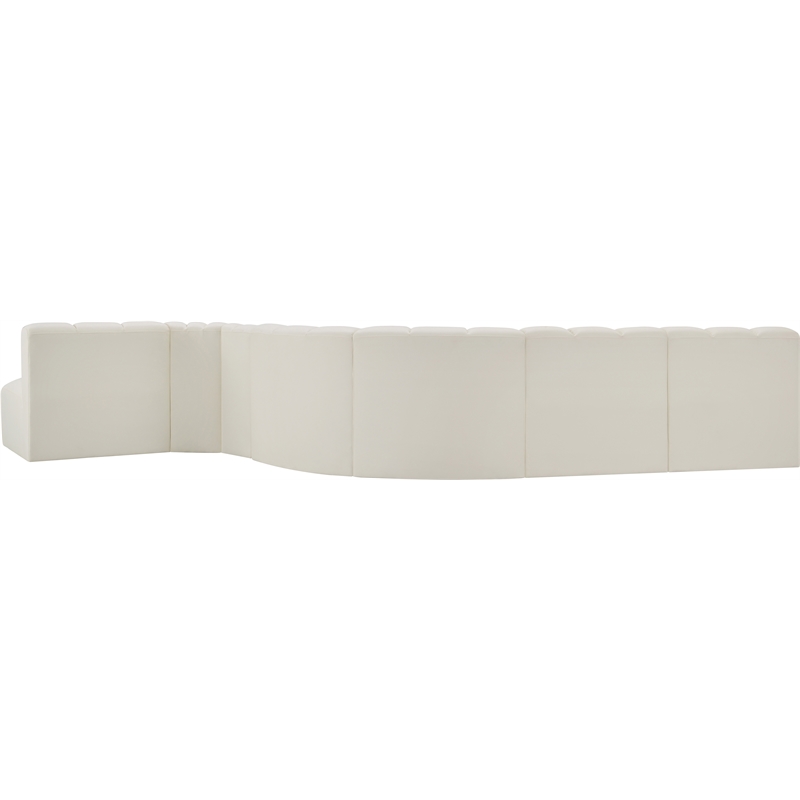 Bowery Hill Contemporary Cream Vegan Leather Modular Sectional