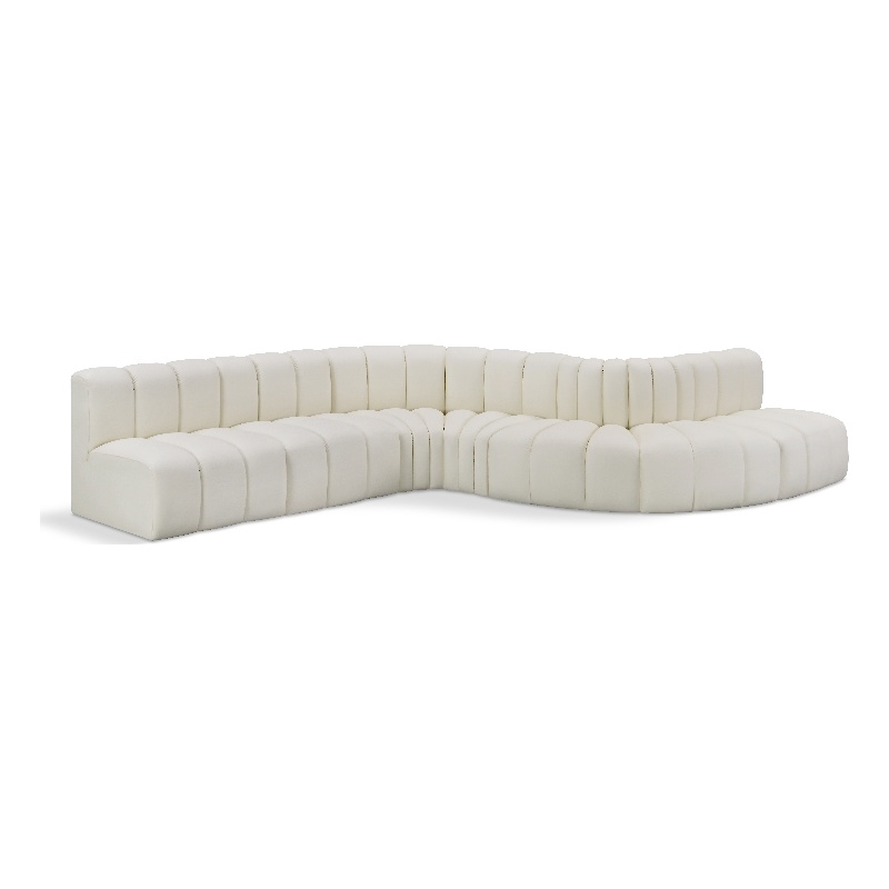 Bowery Hill Contemporary Cream Vegan Leather Modular Sectional