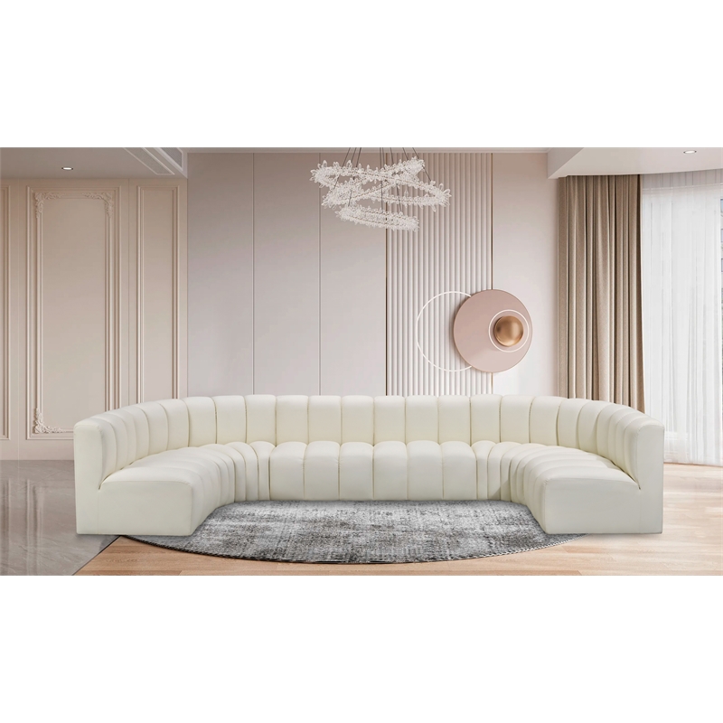 Bowery Hill Contemporary Cream Vegan Leather Modular Sectional