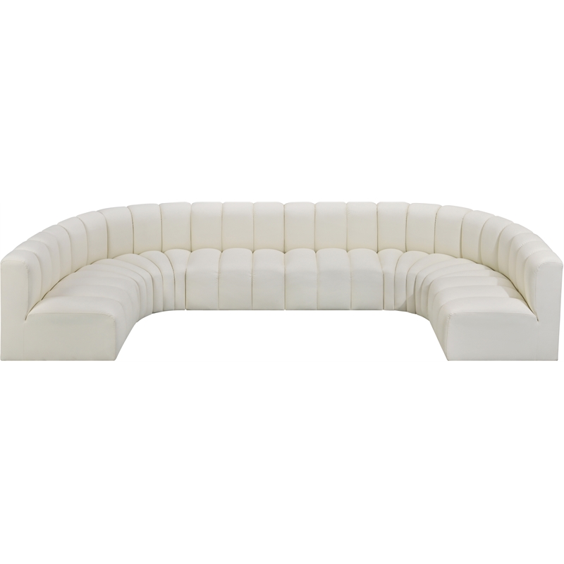 Bowery Hill Contemporary Cream Vegan Leather Modular Sectional