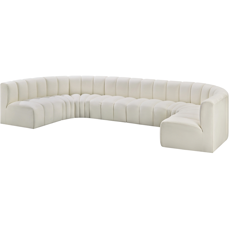 Bowery Hill Contemporary Cream Vegan Leather Modular Sectional