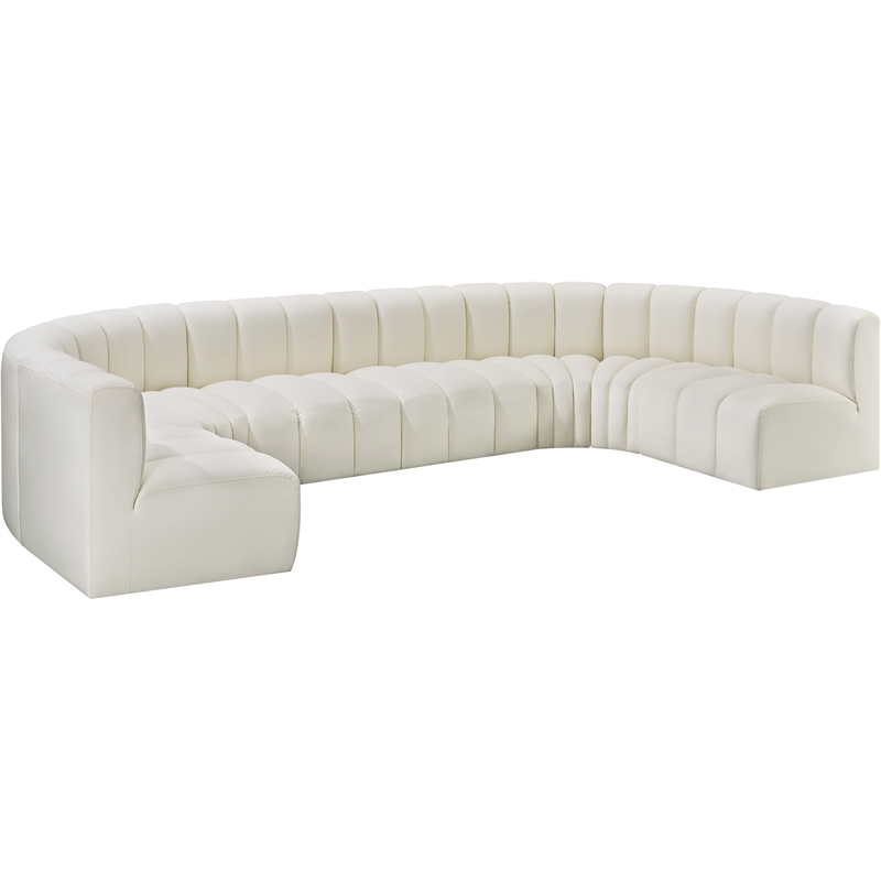 Bowery Hill Contemporary Cream Vegan Leather Modular Sectional