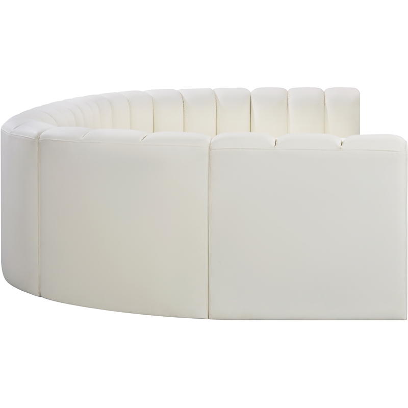 Bowery Hill Contemporary Cream Vegan Leather Modular Sectional
