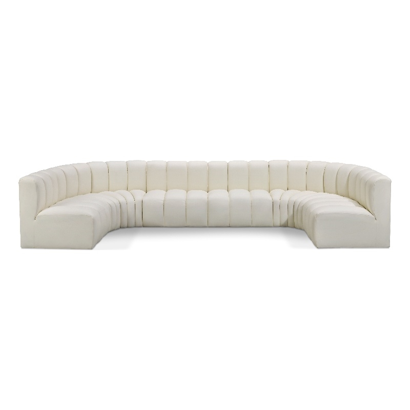 Bowery Hill Contemporary Cream Vegan Leather Modular Sectional