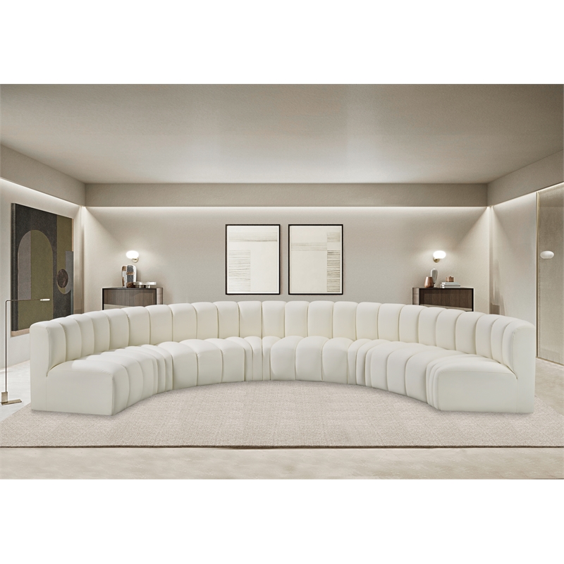Bowery Hill Contemporary Cream Vegan Leather Modular Sectional