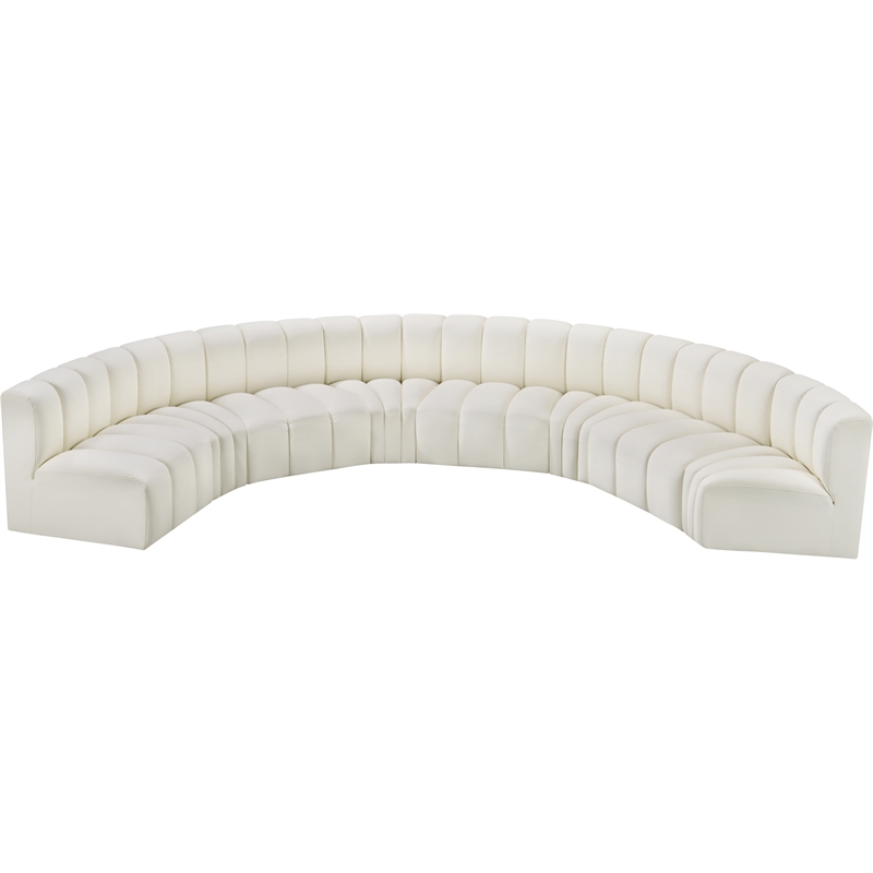 Bowery Hill Contemporary Cream Vegan Leather Modular Sectional