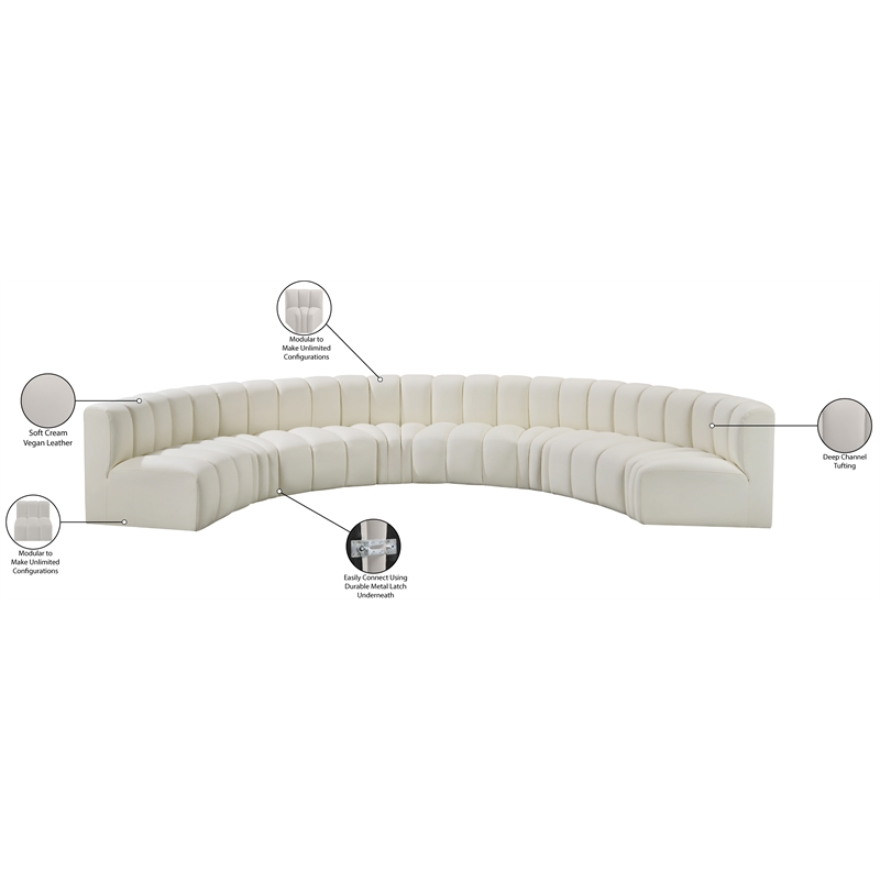 Bowery Hill Contemporary Cream Vegan Leather Modular Sectional