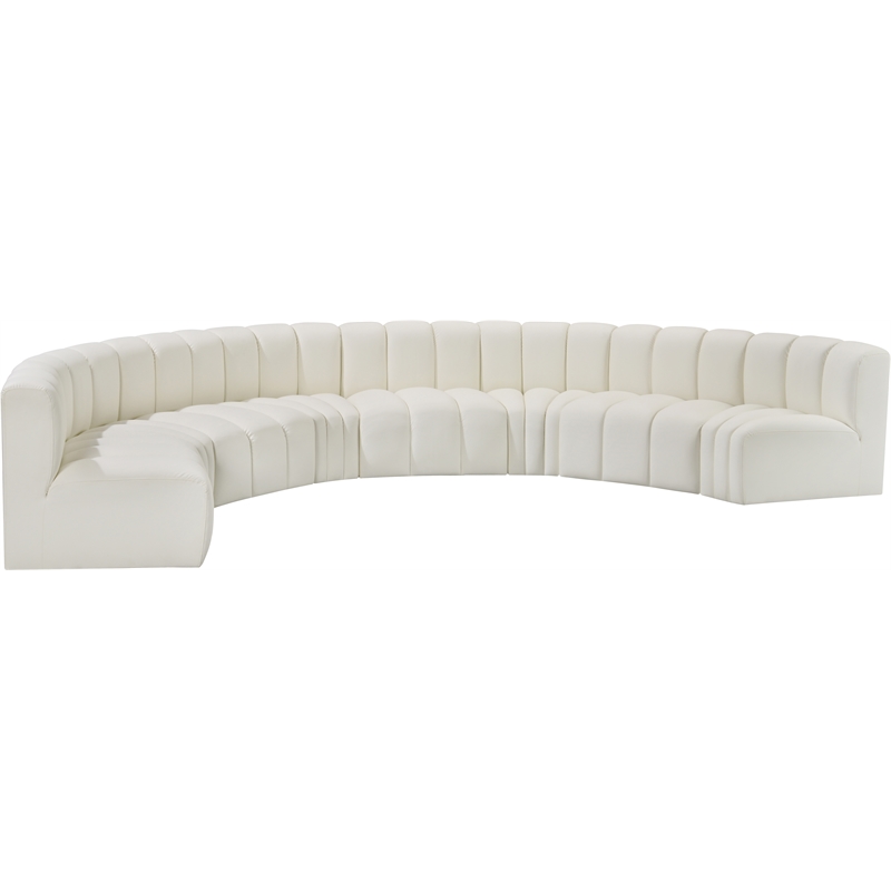 Bowery Hill Contemporary Cream Vegan Leather Modular Sectional