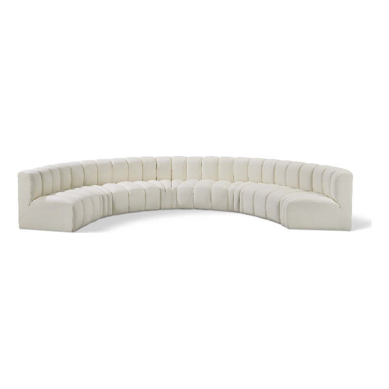 Bowery Hill Contemporary Cream Vegan Leather Modular Sectional